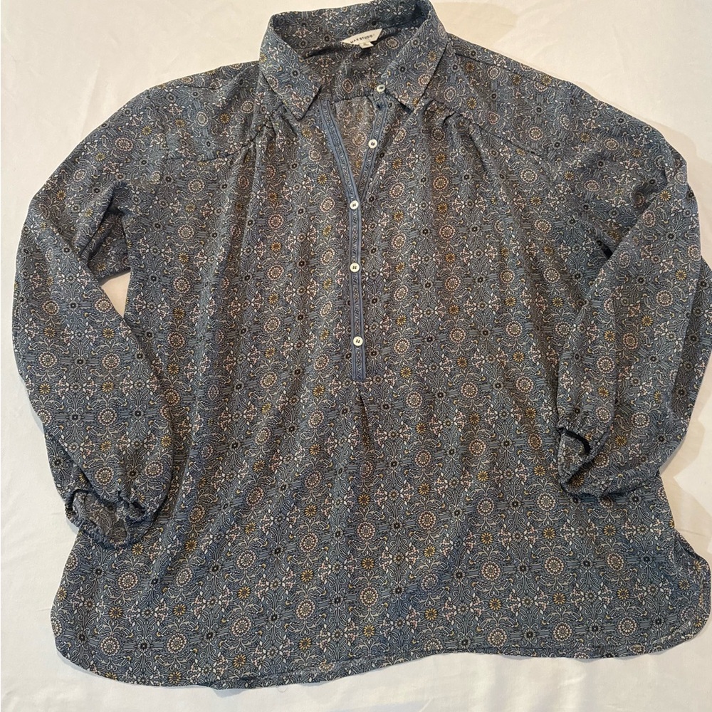 Max Studio Blue Patterned Blouse